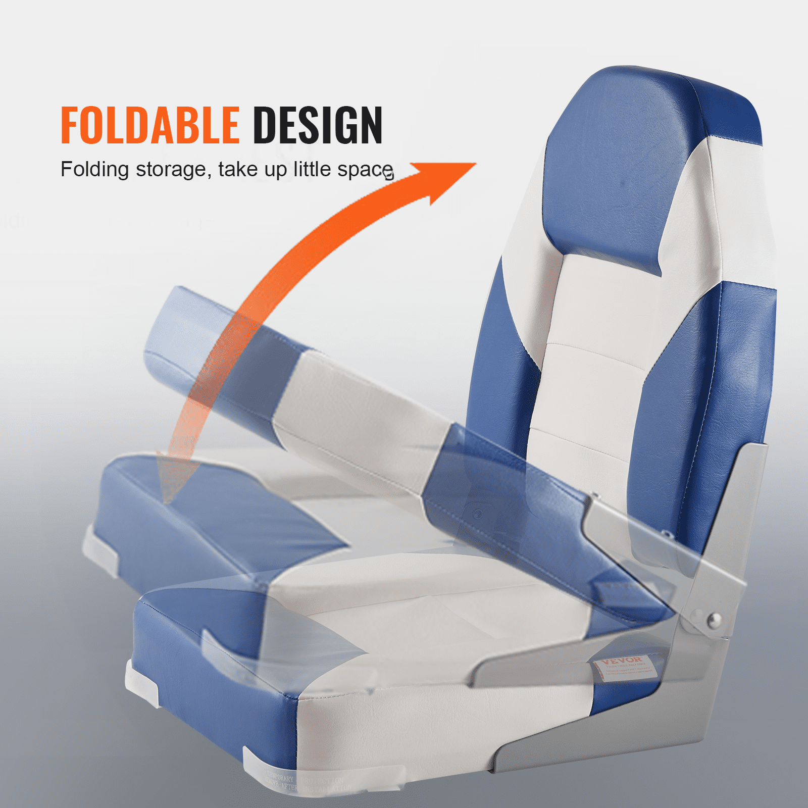 VEVOR Boat Seats, 21.85" High Back Boat Seat, Folding Boat Chair with Thickened Sponge Padding and Hinge, Fold-Down Boat Captain Chairs for Fishing Boat, Sightseeing Boat, Speedboat, Canoe, 2-Pack