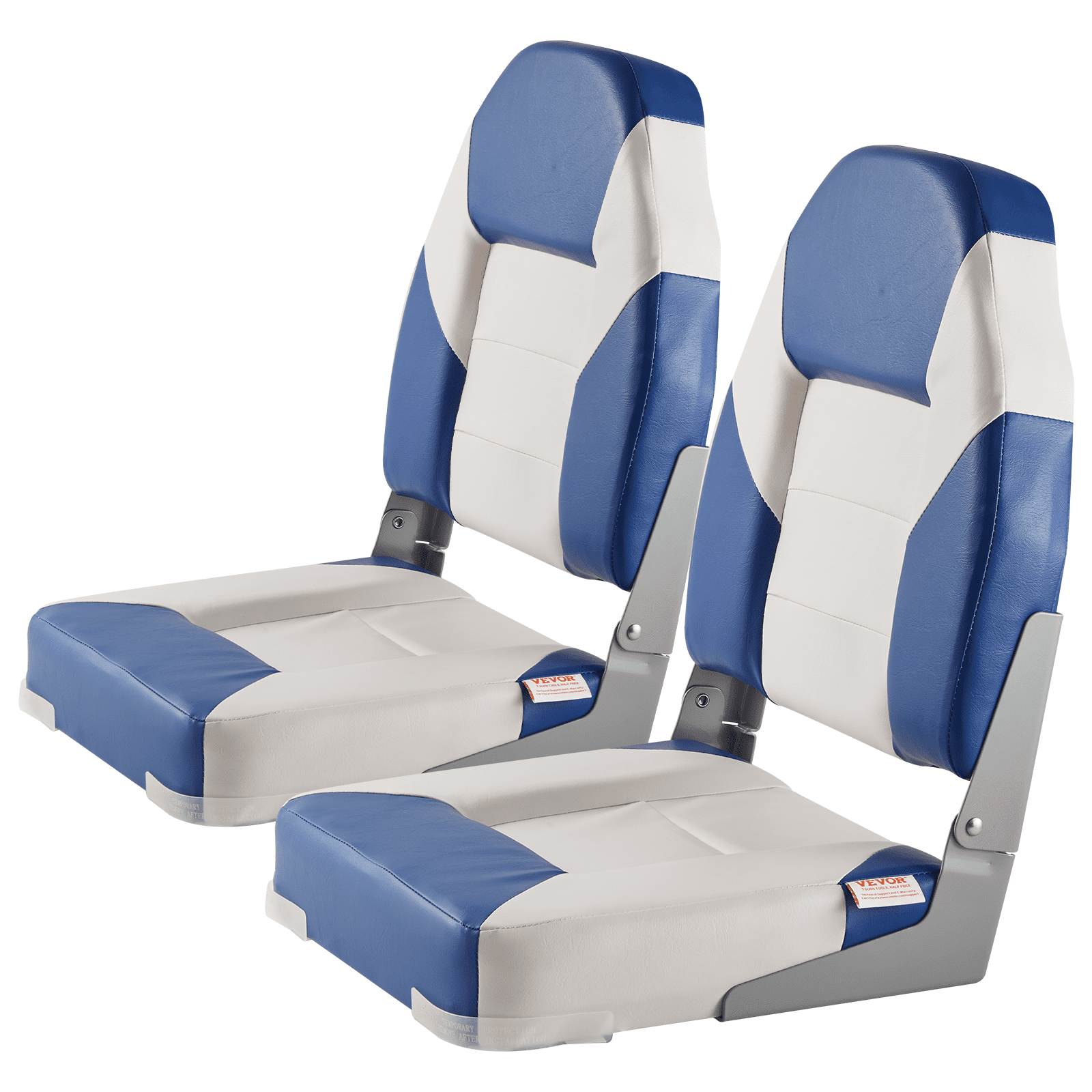 VEVOR Boat Seats, 21.85" High Back Boat Seat, Folding Boat Chair with Thickened Sponge Padding and Hinge, Fold-Down Boat Captain Chairs for Fishing Boat, Sightseeing Boat, Speedboat, Canoe, 2-Pack