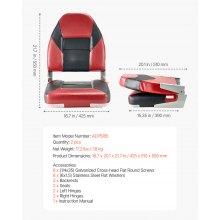 VEVOR Boat Seat High Backrest Flip Up Boat Seat Sponge Cushion Black & Red