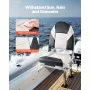 VEVOR Boat Seat, High Backrest, Folding Fishing Boat Seat with Thickened Sponge Cushion & Waterproof PVC Leather, Aluminum Alloy Hinges, Flip Up Boat Seat for Boats, Yachts, Ships, Black & Grey