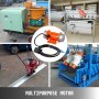 VEVOR concrete vibrator with various industrial machinery applications shown.