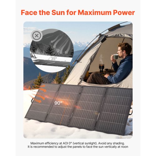 VEVOR Faltbares Solarpanel 400 W – 16BB N-Typ Monokristallin, 24% Wirkungsgrad, IP67, MC4+10-in-1-Adapter – Für Camping & Powerstation