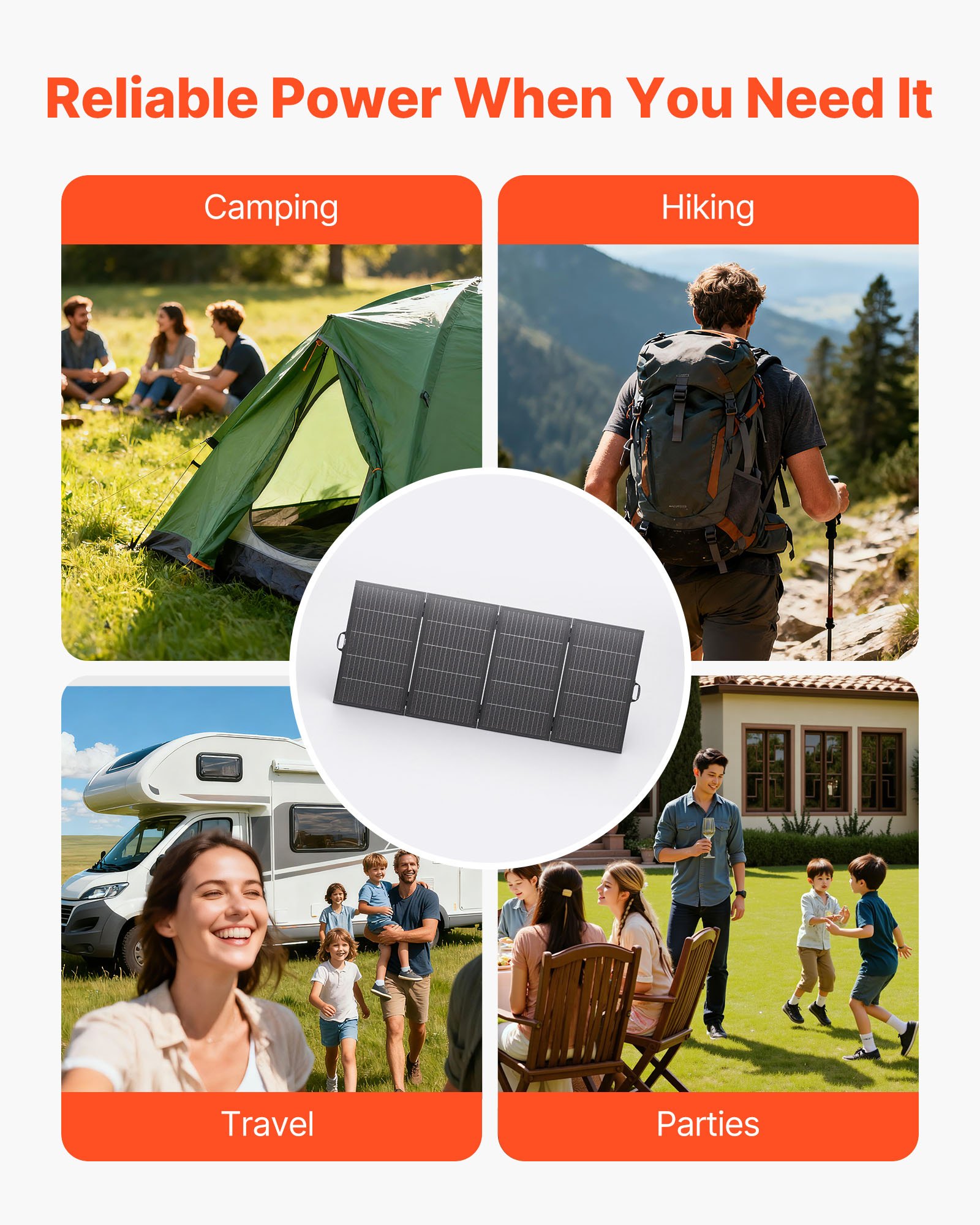 VEVOR 400W Foldable Solar Panel with Frame, 16BB N-Type Monocrystalline Solar Panel Charger 24% Efficiency, IP67 Waterproof with MC4 Output & 10-in-1 DC Adapter for Power Stations Camping Hiking Trips
