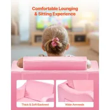 VEVOR 2-in-1 Kids Sofa Foldable Soft Couch with Armrests Chair to Lounger Gray  M Pink
