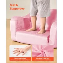 VEVOR 2-in-1 Kids Sofa Foldable Soft Couch with Armrests Chair to Lounger Gray  M Pink