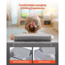 VEVOR 2-in-1 Kids Sofa Foldable Soft Couch with Armrests Chair to Lounger M Gray