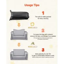 VEVOR 2-in-1 Kids Sofa Foldable Soft Couch with Armrests Chair to Lounger M Gray