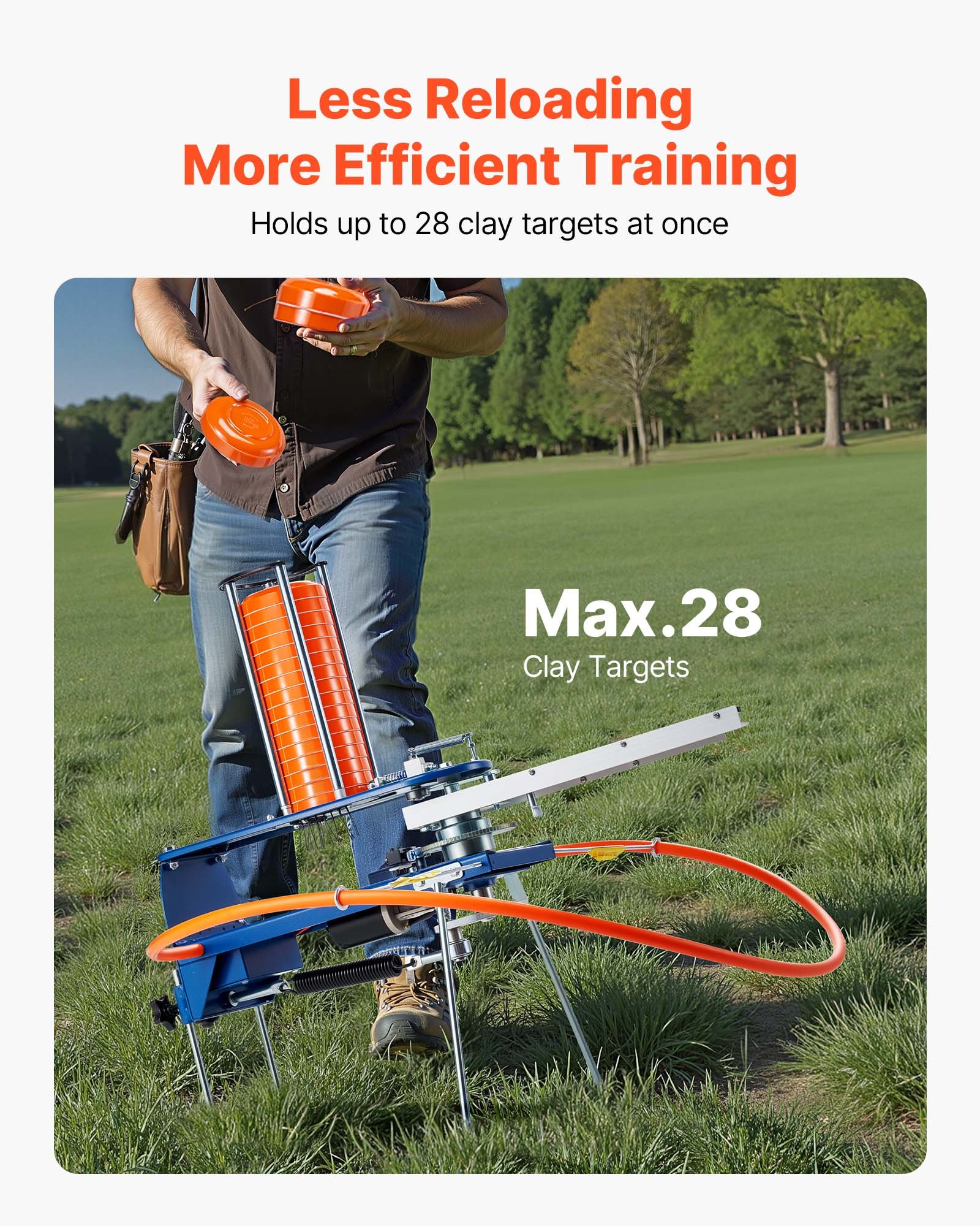 Clay Throwing Ranges VEVOR Clay Target Thrower, Max 28 Clays Pigeon Thrower, 45+ Yards ...