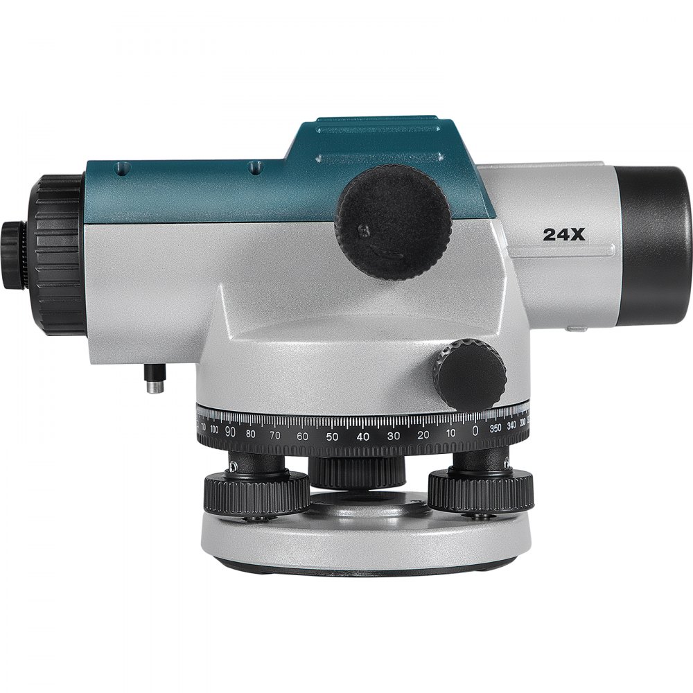 VEVOR automatic optical level with 24x magnification, focus knobs, and adjustment dials.