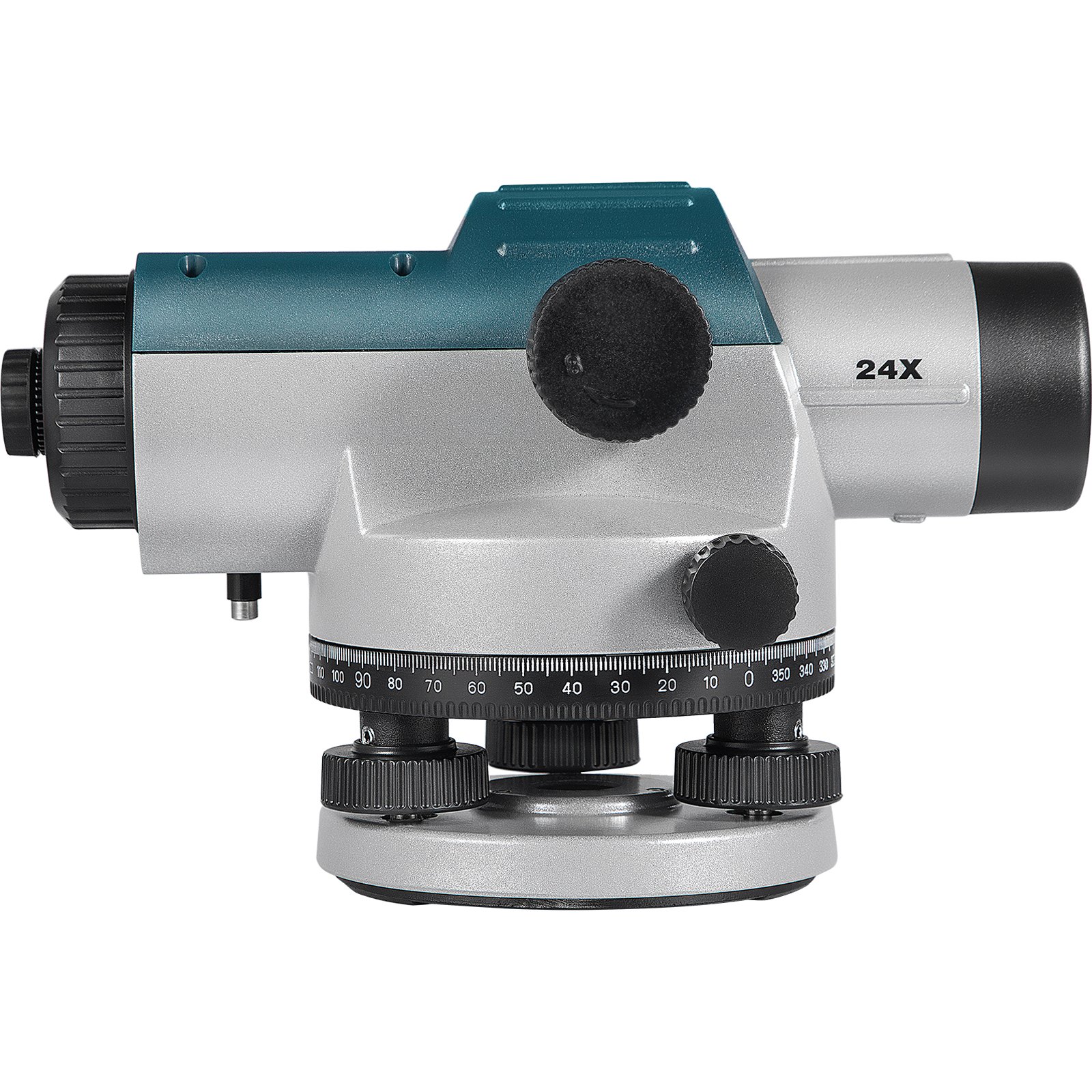 VEVOR automatic optical level with 24x magnification, focus knobs, and adjustment dials.