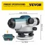 VEVOR Automatic Optical Level, 26X, 40 mm Aperture Auto Level Kit with Magnetic Dampened Compensator and Transport Lock, Height Distance Angle Measuring Tool with Hard Plastic Case, IP54 Waterproof