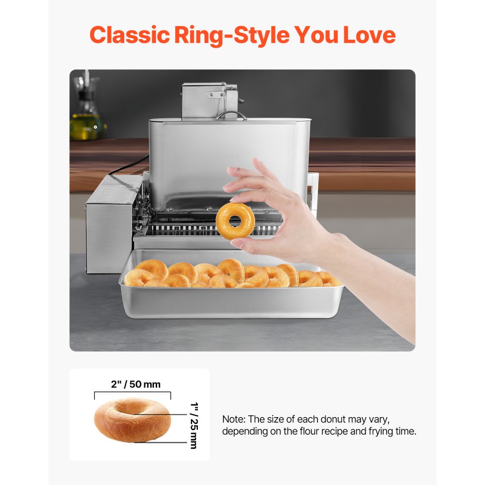 VEVOR Commercial Automatic Donuts Machine, 6 Rows Donuts Making Equipment, 360 pcs/hour Electric High Power Doughnut Maker, Stainless Steel Frying Auto Fryer, with Intelligent Control