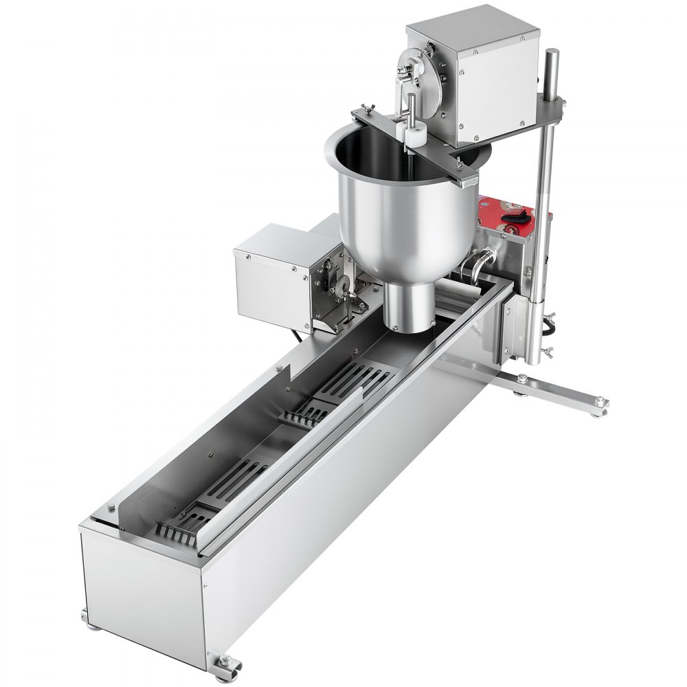 Máquina automática comercial para hacer donas VEVOR, equipo para hacer donas de una sola fila, máquina eléctrica de alta potencia para hacer donas de 90 piezas/hora, freidora automática de acero inoxidable, con 3 moldes de diferentes tamaños, con conteo automático.