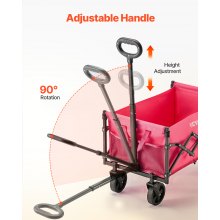 Outdoor Collapsible Wagon Carts 120L& 225LBS Heavy Duty Folding Garden Cart Pink