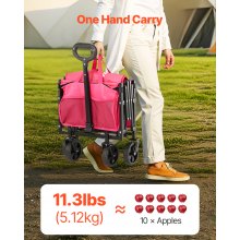 Outdoor Collapsible Wagon Carts 120L& 225LBS Heavy Duty Folding Garden Cart Pink