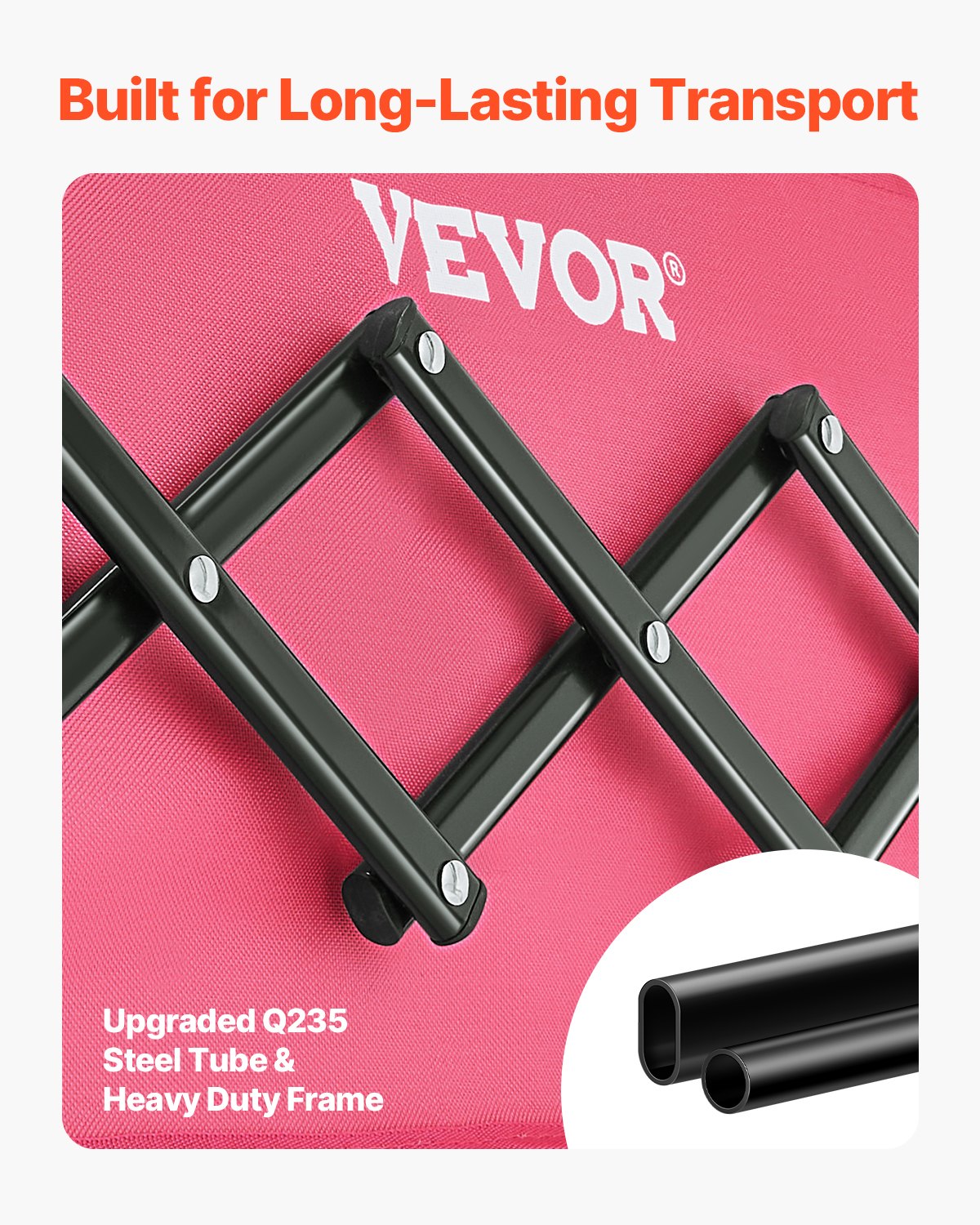 VEVOR Collapsible Wagon Carts, 120L & 225LBS Folding Wagons with All-Terrain Wheels, Heavy Duty Outdoor Utility Cart with Adjustable Handle, Portable Camping Cart for Beach Grocery Garden Pink & Black