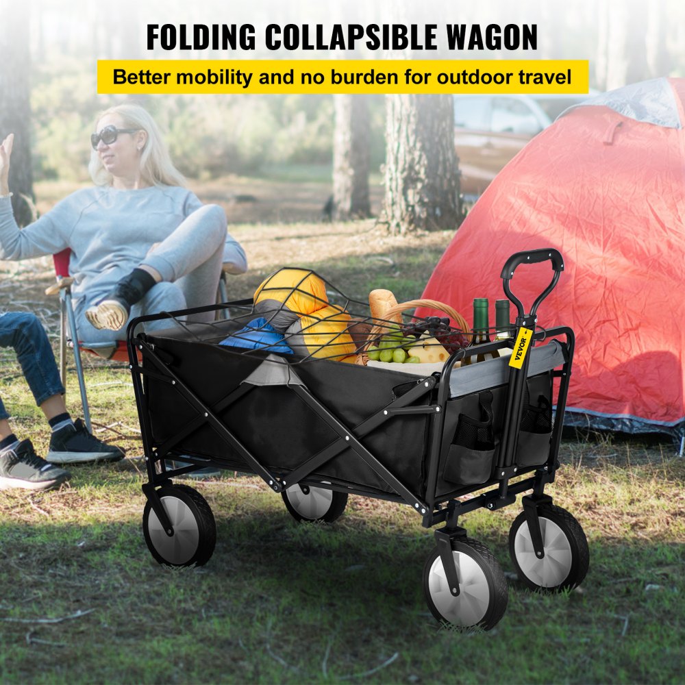 VEVOR Wagon Cart, Collapsible Folding Cart with 176lbs Load, Outdoor  Utility Garden Cart, Adjustable Handle, Portable Foldable Wagons with  Wheels for