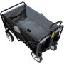VEVOR collapsible folding wagon with black frame and handle, spacious gray interior, and sturdy wheels.