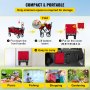VEVOR Folding Wagon Cart, 176 lbs Load, Outdoor Utility Collapsible Wagon w/ Adjustable Handle & Universal Wheels, Portable for Camping, Grocery, Beach, Red & Gray