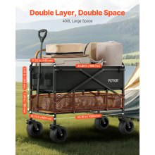 VEVOR Double Decker Wagon Collapsible 300L & 450 lbs Heavy Duty Folding Cart