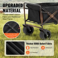 VEVOR Collapsible Folding Wagon, 3 cu.ft Beach Wagon Cart with All-Terrain Wheels, Heavy Duty Folding Wagon Cart 350 lbs Weight Capacity with Drink Holders, Sports Wagon for Camping, Shopping, Garden