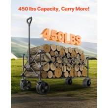 Extended Folding Wagon Carts 300L&450LB Heavy Duty Collapsible Long Garden Cart