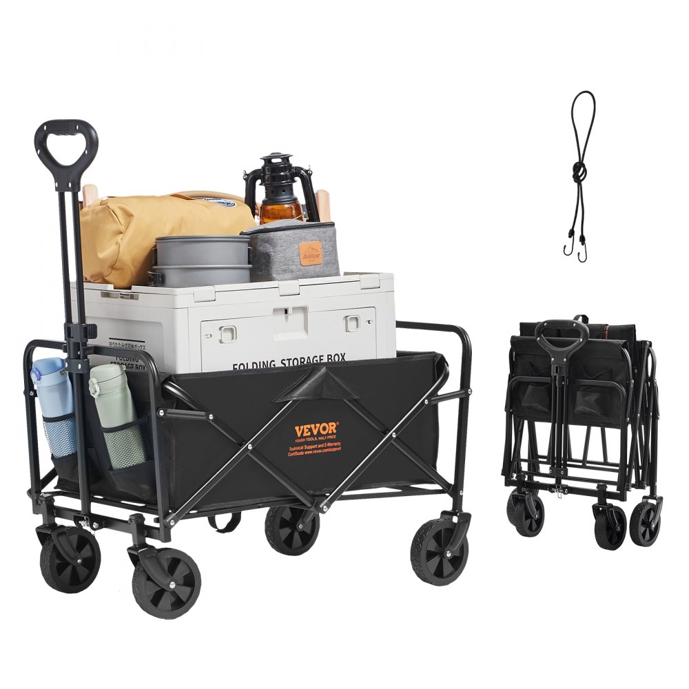 Collapsible Folding Wagon Cart 220 lbs. Heavy-Duty Garden Carts Foldable with Wheels 2 Cu. ft. Steel Garden Cart Wagon