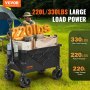 VEVOR Collapsible Folding Wagon, 220 L Beach Wagon Cart with All-Terrain Wheels, Heavy Duty Folding Wagon Cart Max 330 lbs with Drink Holders, Sports Wagon for Camping, Shopping, Garden