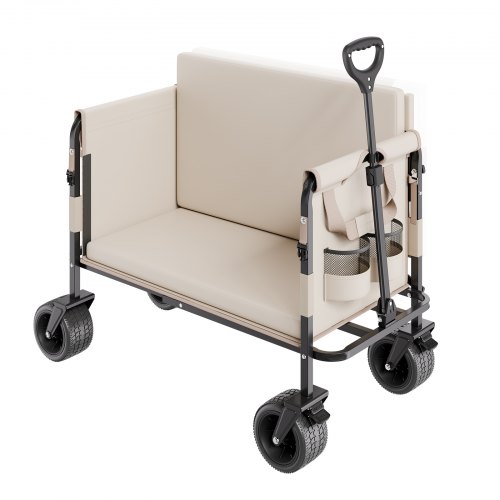 Foldable Wagon Cart Converts to Bench 550lb Load & 220L Utility Wagon for Camp