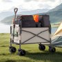 VEVOR Collapsible Folding Wagon, 550lb Load & 220L, 2 in 1 Foldable Wagon Cart Converts to Bench, Utility Wagon with Adjustable Handle, Outdoor Cart for Groceries Shopping, Camping, Gardening