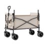 VEVOR Collapsible Folding Wagon, 550lb Load & 220L, 2 in 1 Foldable Wagon Cart Converts to Bench, Utility Wagon with Adjustable Handle, Outdoor Cart for Groceries Shopping, Camping, Gardening