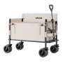 VEVOR Collapsible Folding Wagon, 550lb Load & 220L, 2 in 1 Foldable Wagon Cart Converts to Bench, Utility Wagon with Adjustable Handle, Outdoor Cart for Groceries Shopping, Camping, Gardening