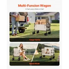 VEVOR Foldable Wagon Cart Converts to Bench 550lb Load & 220L Utility Wagon