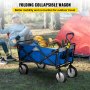 VEVOR Folding Wagon Cart, 176 lbs Load, Outdoor Utility Collapsible Wagon w/ Adjustable Handle & Universal Wheels, Portable for Camping, Grocery, Beach, Blue & Gray