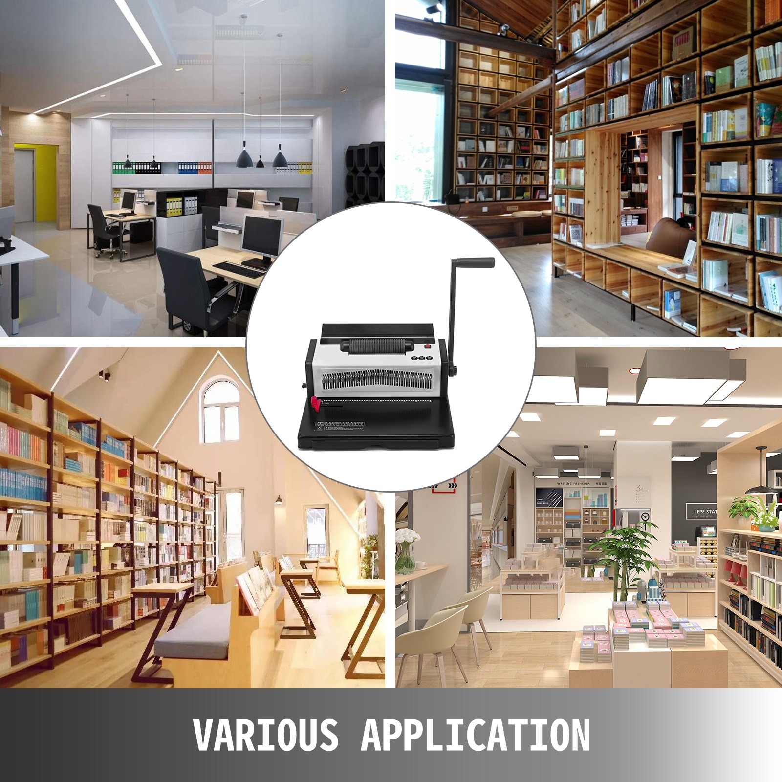 VEVOR Electric Inserting Punching Spiral Binding Machine 4:1 Pitch 46 Holes