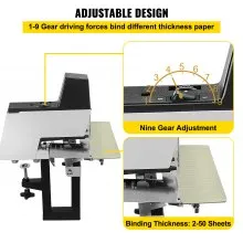 VEVOR Electric Stapler Rapid 106 Automatic Saddle Binding Machine Heavy Duty Flat and Book Binding Machine 2-50 Sheet 110V