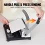 press binding a document with VEVOR binding machine, showing handle operation for easy and efficient use.