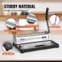 VEVOR binding machine with cast iron base, carbon steel blade, abs plastic shell, and metal side arm.