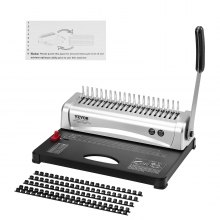 VEVOR Binding Machine, Comb Binding Machine 21-Holes Binding 450 Sheets, Book Binder Machine with 100 PCS 3/8'' Comb Binding Spines, for Letter Size, A4, A5