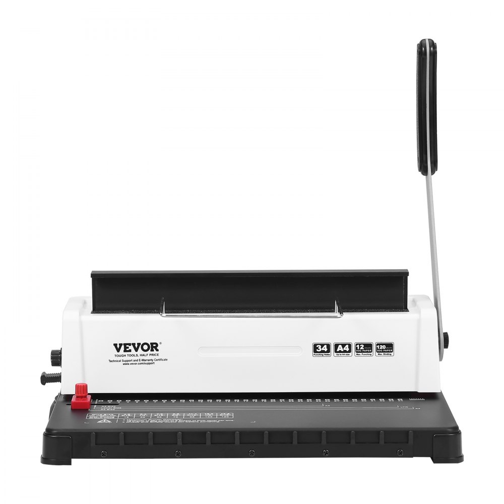 VEVOR Coil Spiral Binding Machine, Manual Book Maker 34-Holes Binding 120 Sheets, Punch Binder Adjustable 4.76 mm - 14.29 mm Coil Binding Spines, for Letter Size, A4, A5.