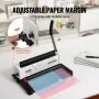VEVOR binding machine showing adjustable paper margin feature for a5, letter, and a4 paper sizes.