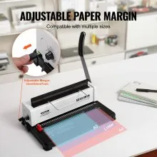 VEVOR Coil Spiral Binding Machine, Manual Book Maker 34-Holes Binding 120 Sheets, Punch Binder Adjustable for Letter Size, A4, A5