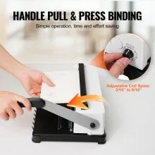 VEVOR Coil Spiral Binding Machine, Manual Book Maker 34-Holes Binding 120 Sheets, Punch Binder Adjustable for Letter Size, A4, A5