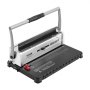 VEVOR binding machine with handle, adjustable settings, and measurement guide on a black platform.