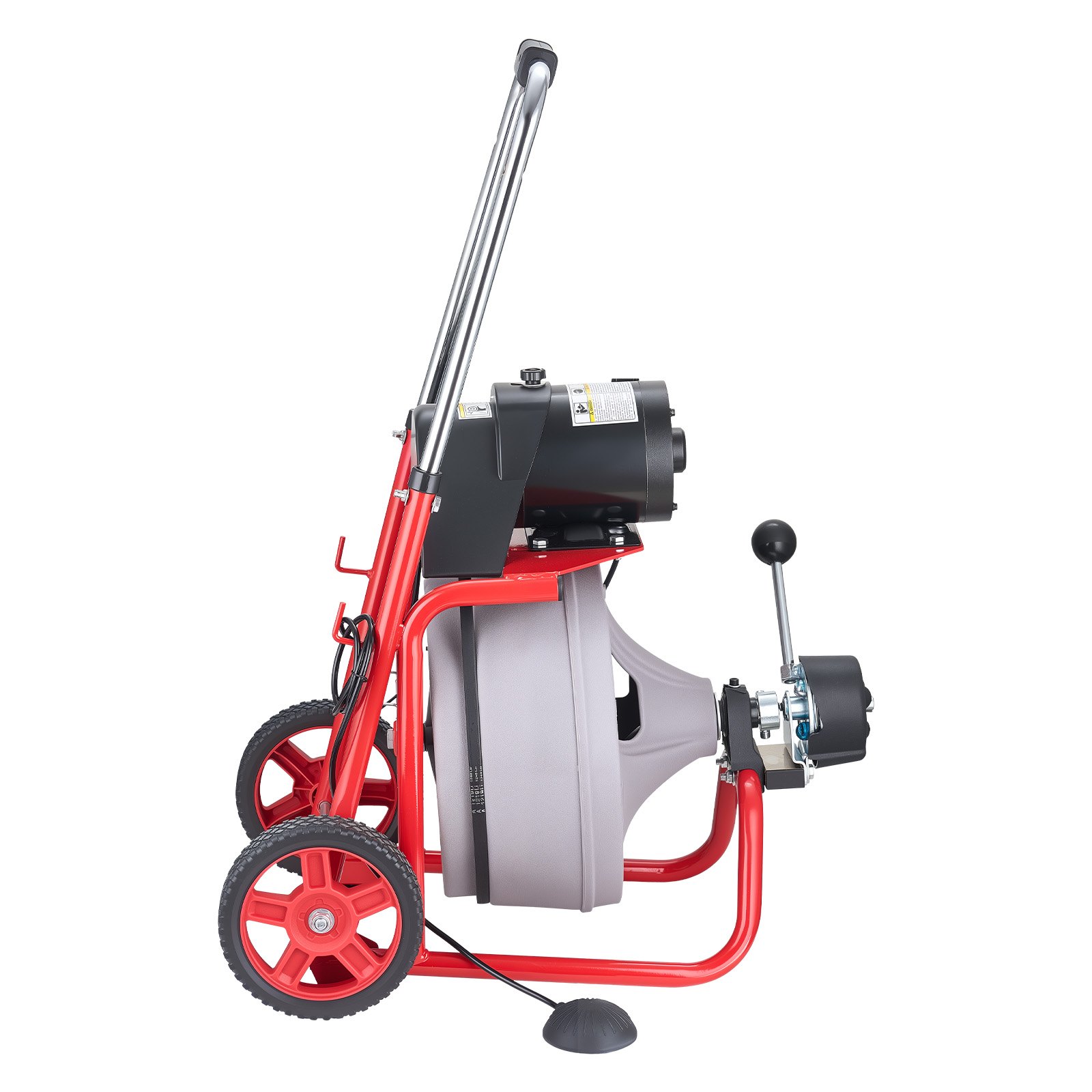 VEVOR Drain Cleaner Machine 22m x 9.5mm, Auto Feed Sewer Snake Drain Auger on Wheels, Portable Drain Cleaning Machine with 8 Cutters & Air-Activated Foot Switch for 50mm to 100mm Pipes