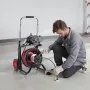VEVOR Drain Cleaner Machine 100 FT x 3/8 Inch, Auto Feed Sewer Snake Auger on Wheels - with 8 Cutters & Air-Activated Foot Switch for 2" to 4" Pipes