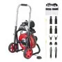 VEVOR Drain Cleaner Machine 100 FT x 3/8 Inch, Auto Feed Sewer Snake Auger on Wheels - with 8 Cutters & Air-Activated Foot Switch for 2" to 4" Pipes