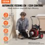 Mașină de curățare a scurgerilor VEVOR Snec electric de scurgere 100FT x 3/8 in Alimentare automată