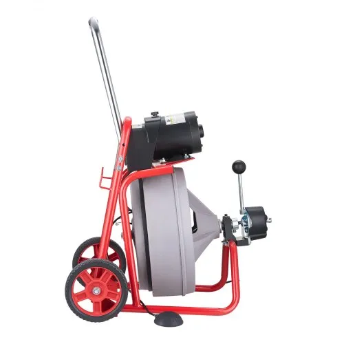 75 FT X 3/8 Inch Drain Cleaner Machine With 250W Motor, Auto Feed Sewer Snake Auger With 8