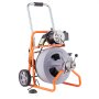 VEVOR Drain Cleaner Machine 75FT x 1/2 Inch, Auto Feed Sewer Snake Drain Auger on Wheels, Portable Drain Cleaning Machine with 8 Cutters & Air-activated Foot Switch for 2" to 4" Pipes